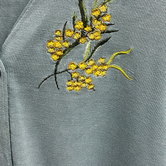 Diane Von Furstenberg Blue Cardigan with Yellow Embroidery - Picture 6 of 8